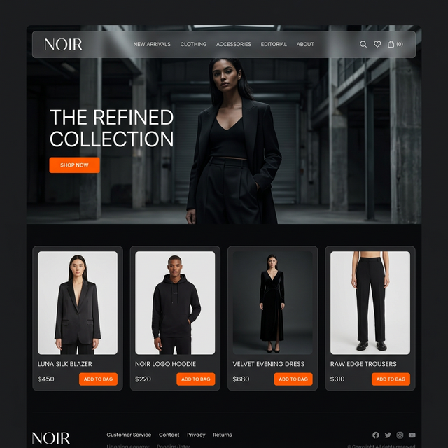 NOIR luxury e-commerce website